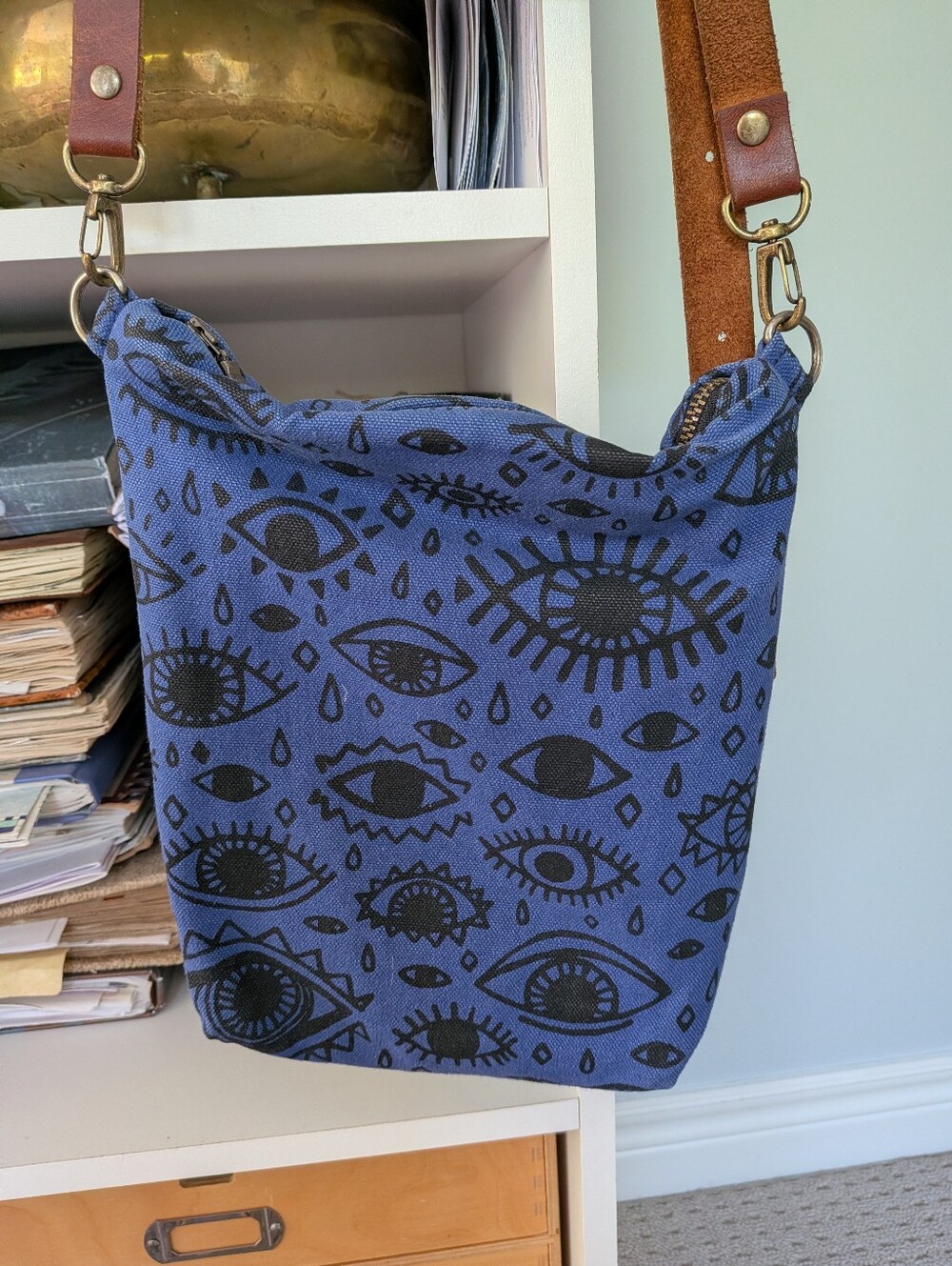 Crossbody Bag With Eye 👁️ Print And Long Leather Strap